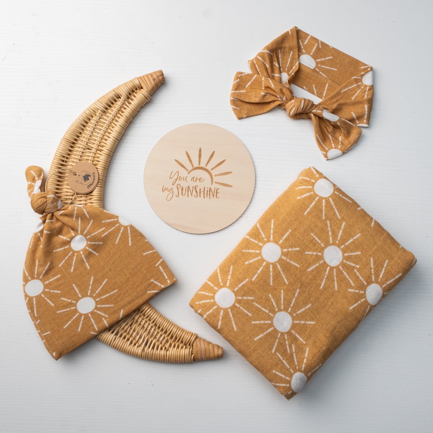 Organic Muslin Swaddle Blanket Set| Golden Sunrays in Mustard