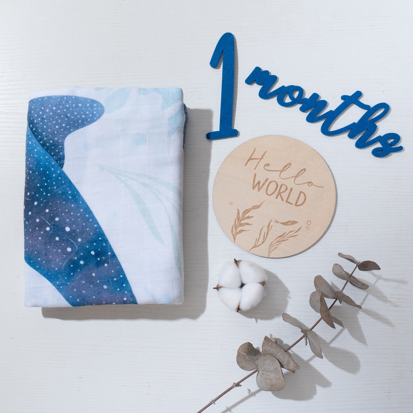 Organic Cotton Muslin Milestone Blanket| Ocean (Under-the-Sea)