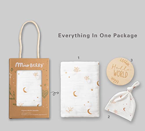 Organic Muslin Swaddle Set| Boho Moon in White