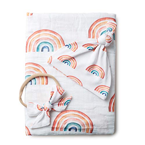 Organic Muslin Baby Swaddle Blanket| Earthy Rainbow