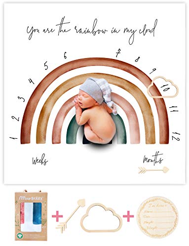Organic Baby Monthly Milestone Blanket| Rainbow