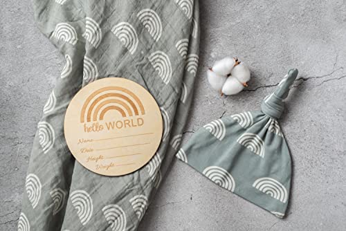 Organic Muslin Swaddle Set| Sage Green Rainbow