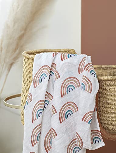Organic Muslin Baby Swaddle Blanket| Earthy Rainbow