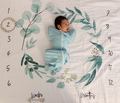 Organic Baby Monthly Milestone Blanket| Eucalyptus