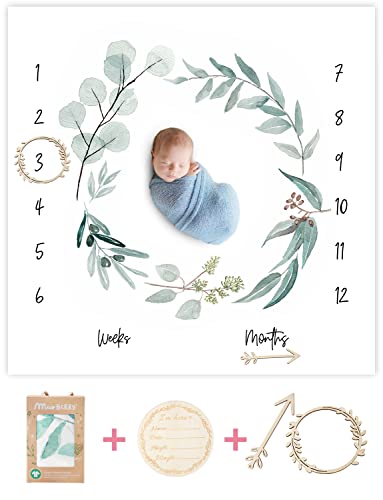 Organic Baby Monthly Milestone Blanket| Eucalyptus