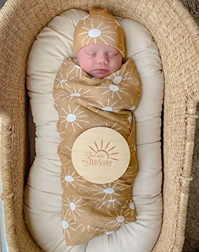 Organic Muslin Swaddle Blanket Set| Golden Sunrays in Mustard