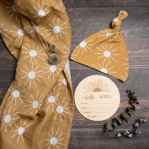 Organic Muslin Swaddle Blanket Set| Golden Sunrays in Mustard