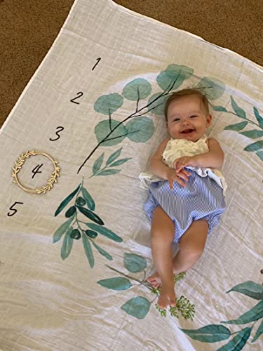 Organic Baby Monthly Milestone Blanket| Eucalyptus