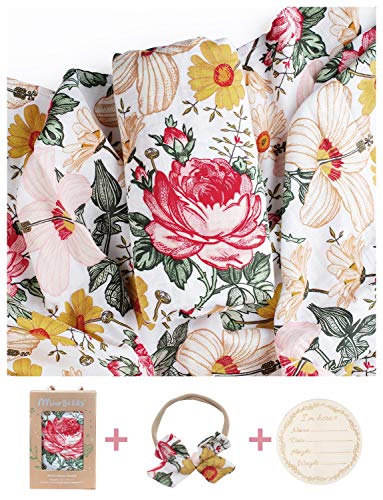 Bamboo Cotton Muslin Swaddle Blanket Set| Vintage Floral