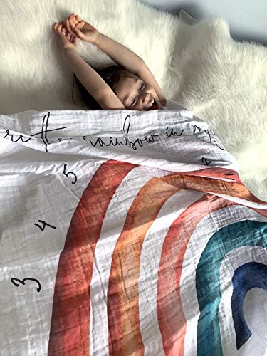 Organic Baby Monthly Milestone Blanket| Rainbow