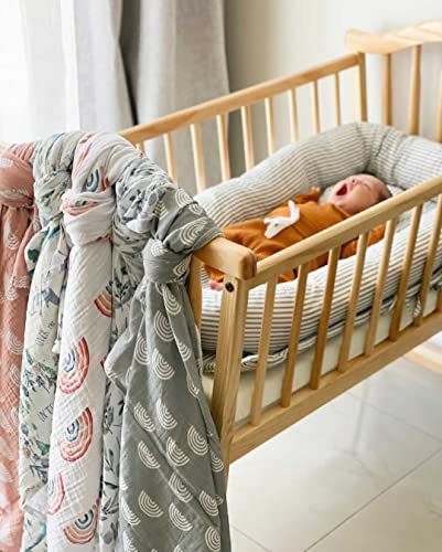 Organic Muslin Swaddle Set| Sage Green Rainbow
