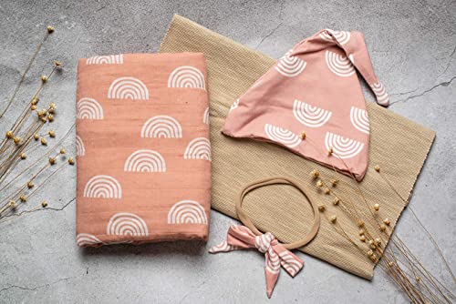 Organic Muslin Swaddle Set | Caramel Rainbow