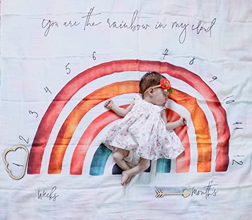Organic Baby Monthly Milestone Blanket| Rainbow