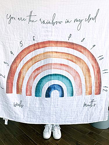 Organic Baby Monthly Milestone Blanket| Rainbow