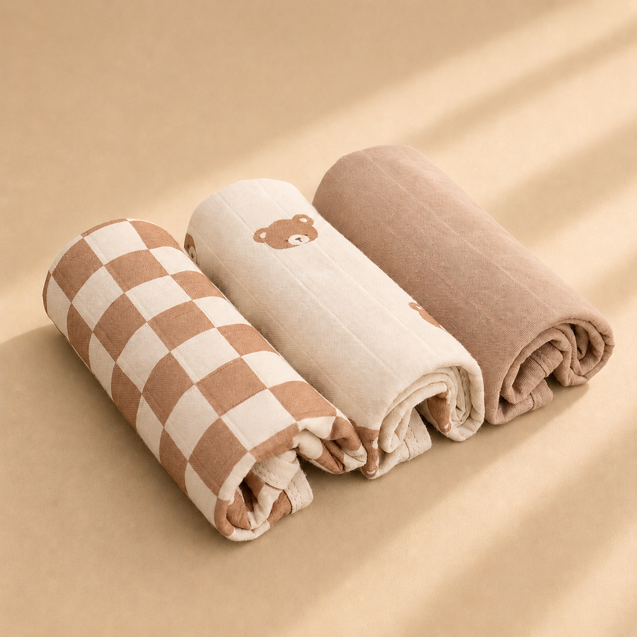 Miaoberry Organic Muslin Portable Changing Pad Liner, Teddy Bear and Checkered, 3 Pack (Copy) (Copy) (Copy)