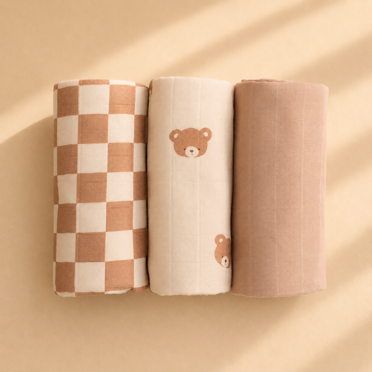 Miaoberry Organic Muslin Portable Changing Pad Liner, Teddy Bear and Checkered, 3 Pack (Copy) (Copy) (Copy)