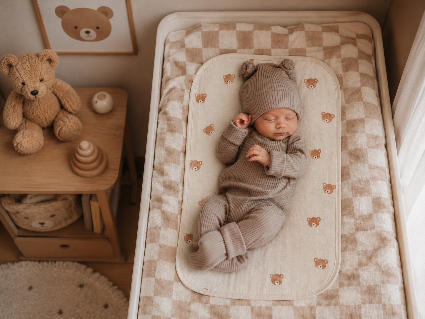 Miaoberry Organic Muslin Portable Changing Pad Liner, Teddy Bear and Checkered, 3 Pack (Copy) (Copy) (Copy)