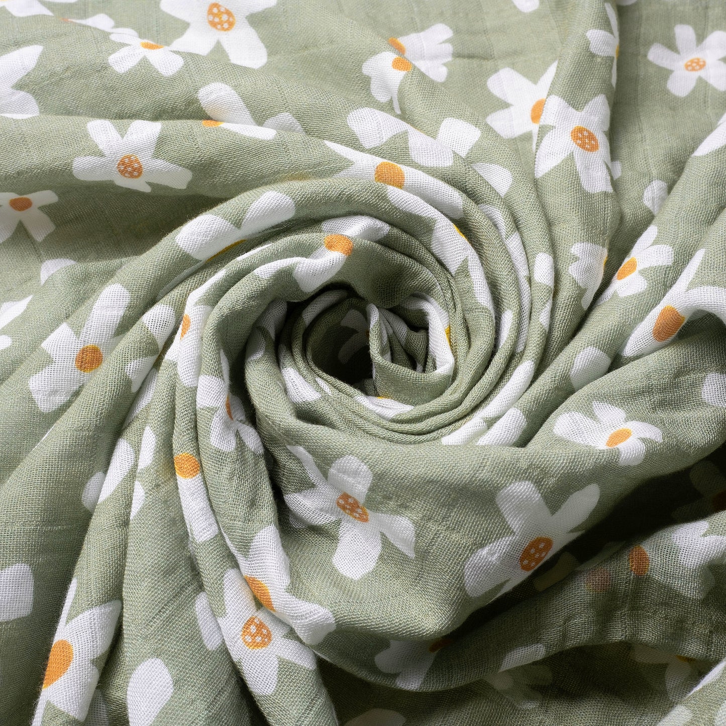 Organic Muslin Swaddle Set with Matching Bow, Daisy