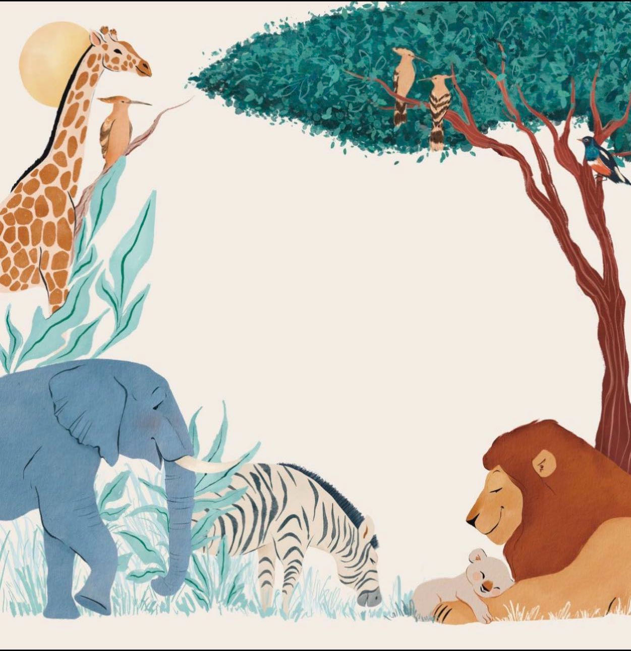 Organic Cotton Muslin Milestone Blanket| Safari(Africa)