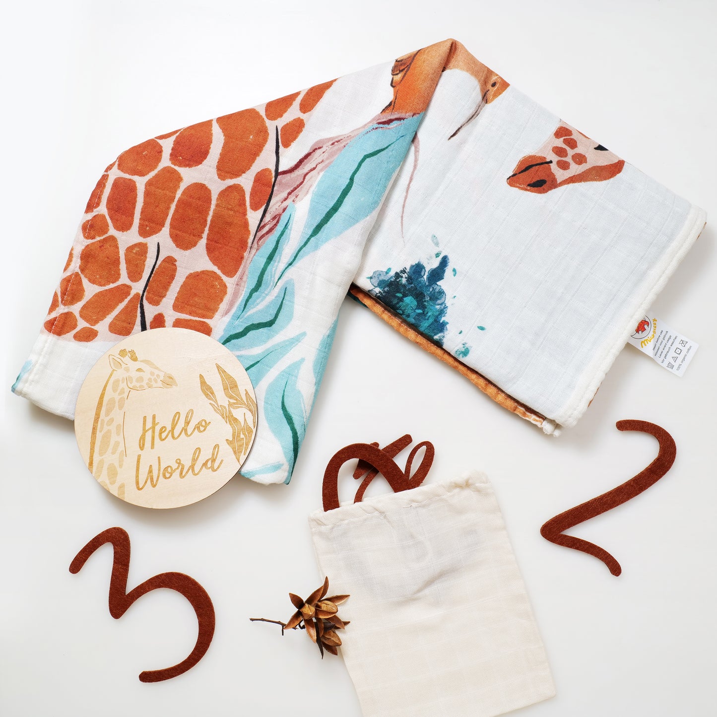 Organic Cotton Muslin Milestone Blanket| Safari(Africa)