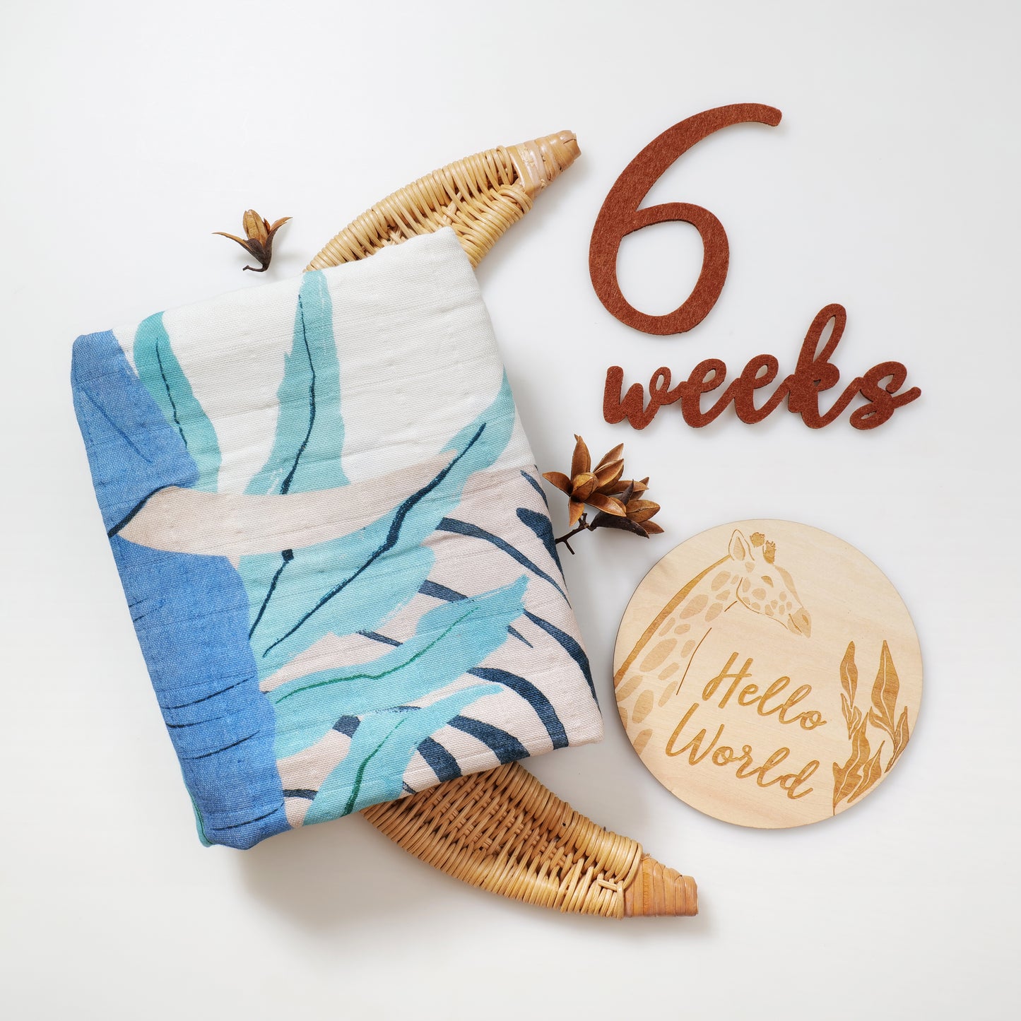 Organic Cotton Muslin Milestone Blanket| Safari(Africa)