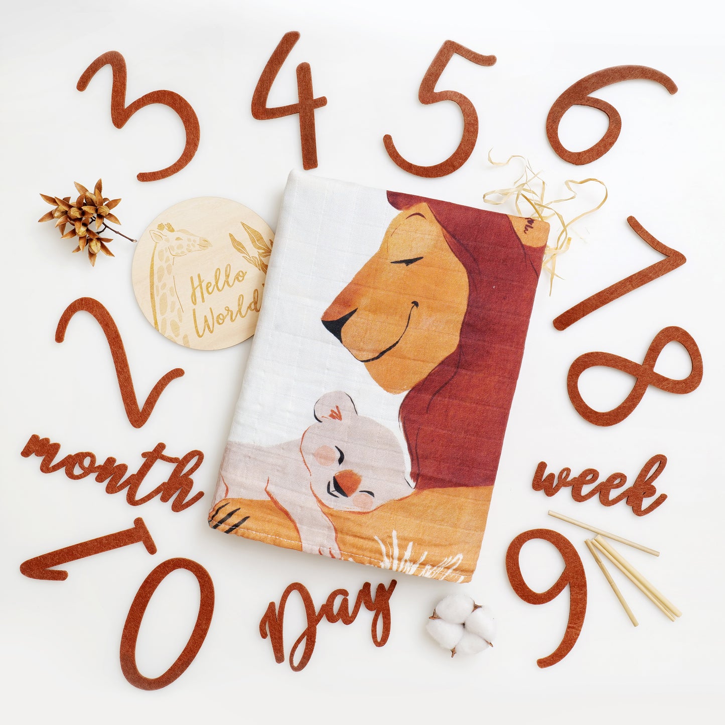 Organic Cotton Muslin Milestone Blanket| Safari(Africa)