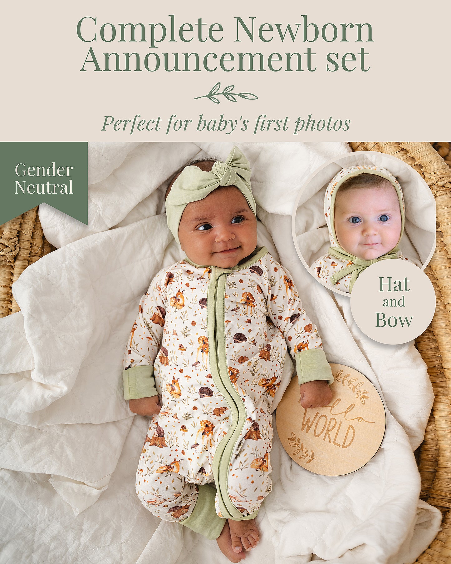 Miaoberry Bamboo Sleepers Newborn Bundle – Woodland Forest Animals Print