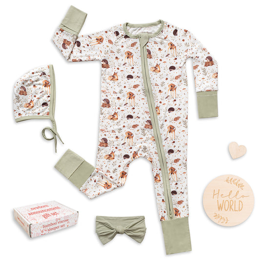 Miaoberry Bamboo Sleepers Newborn Bundle – Woodland Forest Animals Print