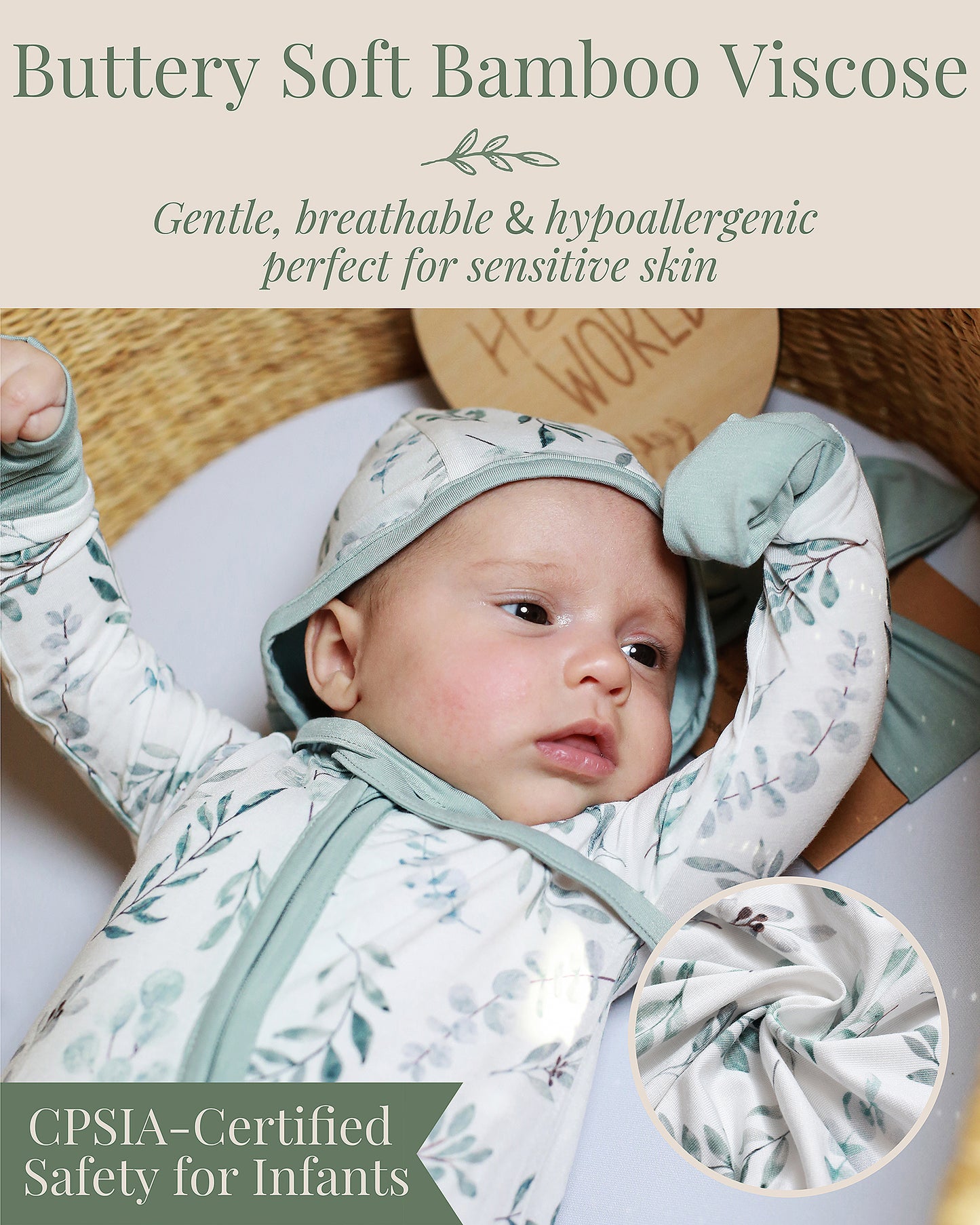 Miaoberry Newborn Bamboo Sleeper Bundle – Eucalyptus Print