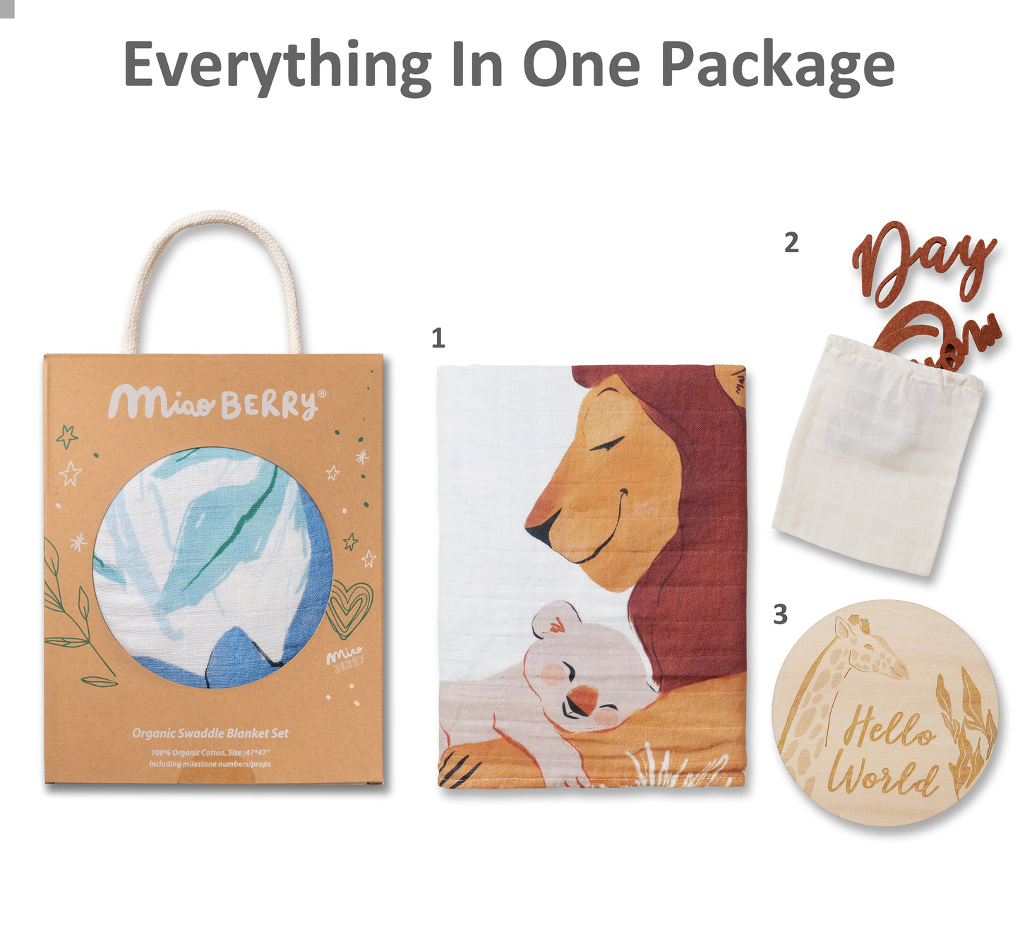 Organic Cotton Muslin Milestone Blanket| Safari(Africa)