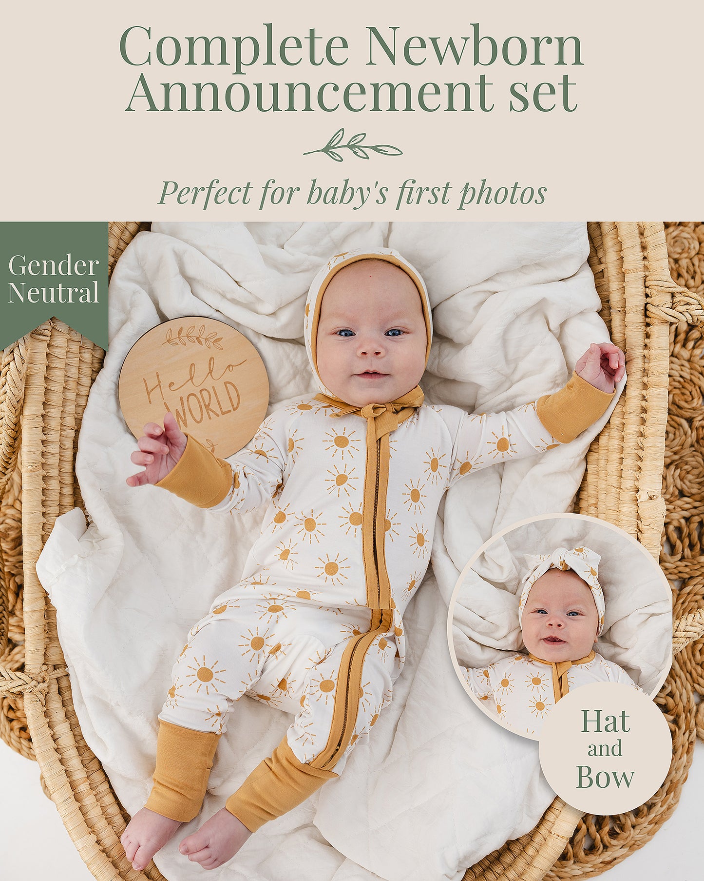 Miaoberry Bamboo Sleepers Newborn Bundle – Sunshine Print