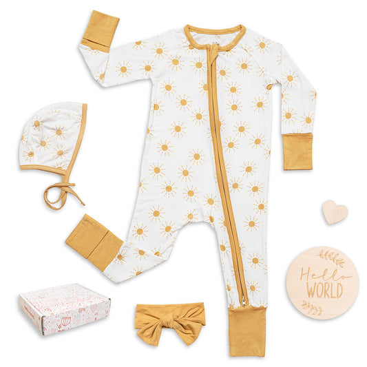 Miaoberry Bamboo Sleepers Newborn Bundle – Sunshine Print