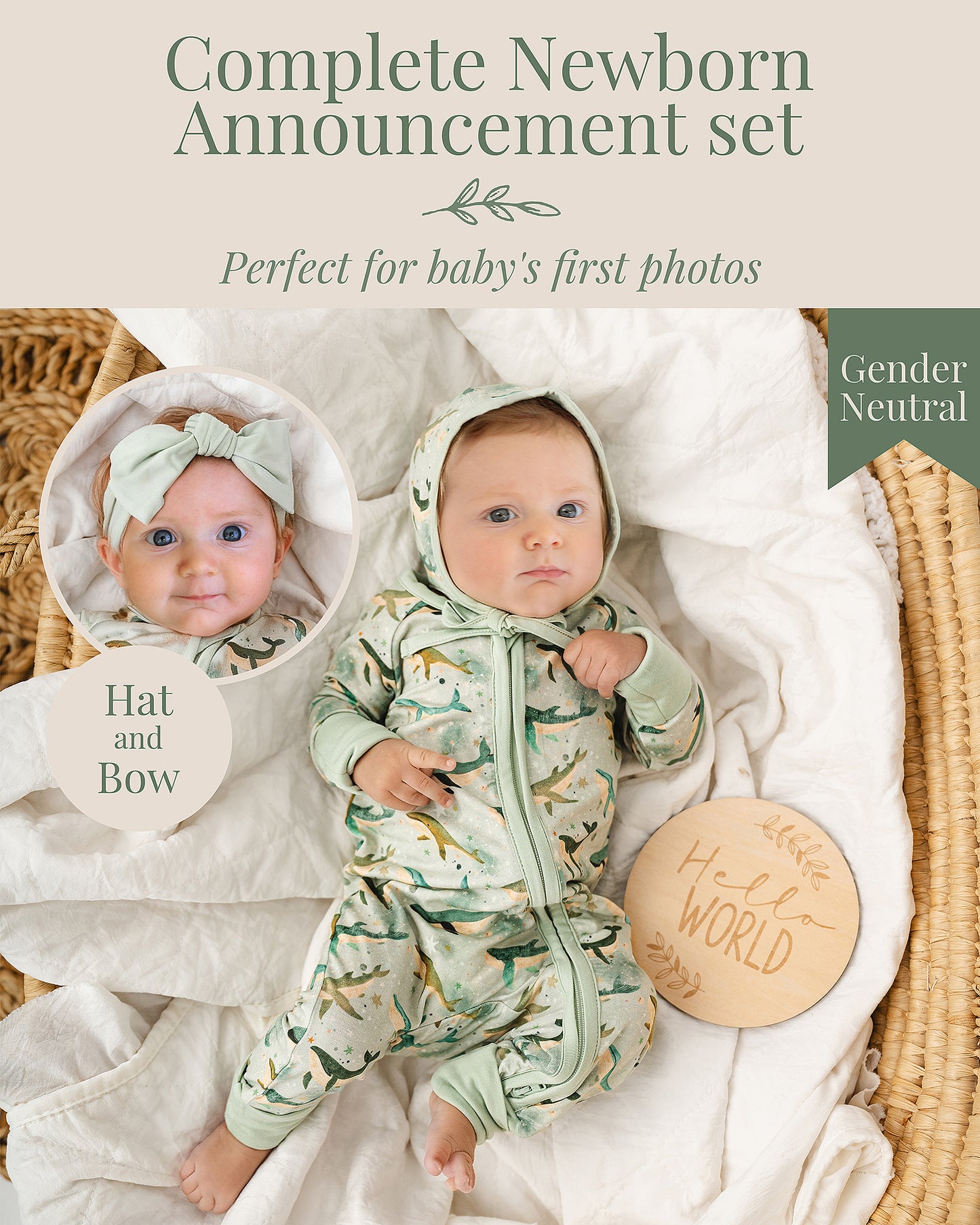 Miaoberry Bamboo Sleeper Newborn Bundle – Whales Under-the-Sea Print