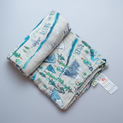 Miaoberry Organic Muslin Baby Boy Swaddle Blanket|Forest