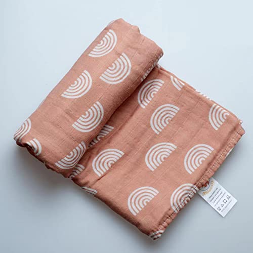 Miaoberry 100% Organic Cotton Muslin Baby Swaddle Blanket Set | Caramel Rainbow