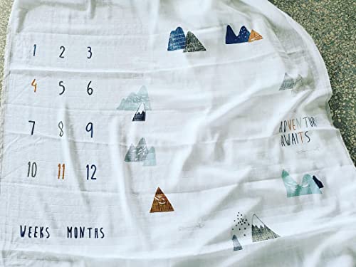 Miaoberry Organic Baby Monthly Milestone Blanket| Boho Mountain