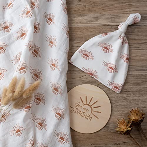 Miaoberry 100% Organic Cotton Baby Muslin Swaddle Blanket Set| Sunrise in White