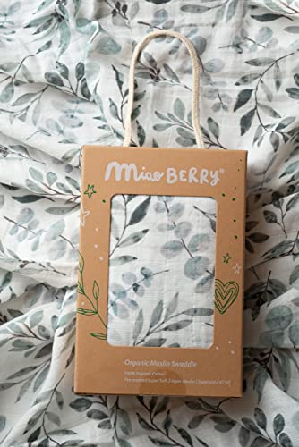 Miaoberry 100% Organic Cotton Muslin Swaddle Set| Eucalyptus