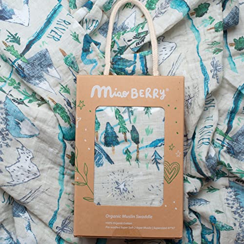 Miaoberry Organic Muslin Baby Boy Swaddle Blanket|Forest